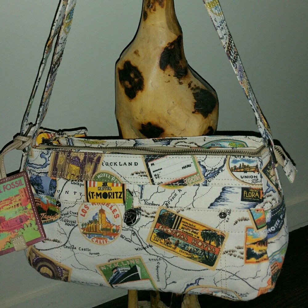 Fossil World Traveler Crossbody Map & Hotel Print